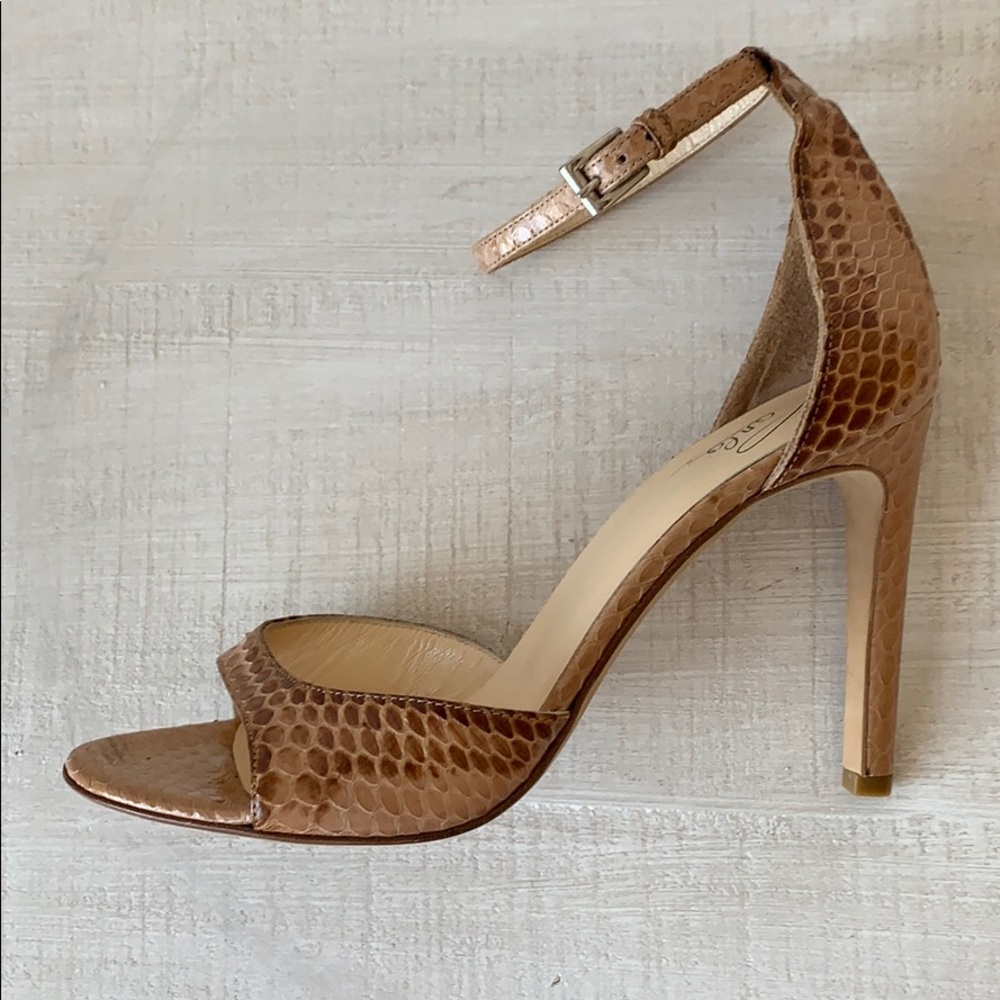 CARLA St Barth Nude Snake Skin Heels Size 37/7